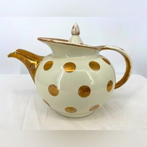 Vintage‎ Hall 22K Gold Polka Dot Teapot Windshield Style